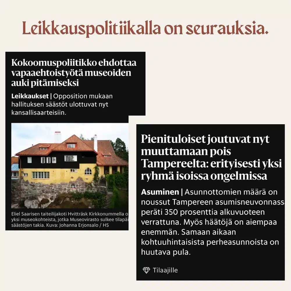 Leikkauksilla on seurauksia. Hyvin toimeen tulevat taloudesta huolestuneet odottavat katastrofia kuuliaisena, koska muutos tuntuu pelottavammalta... - lue lisää Instagramissa